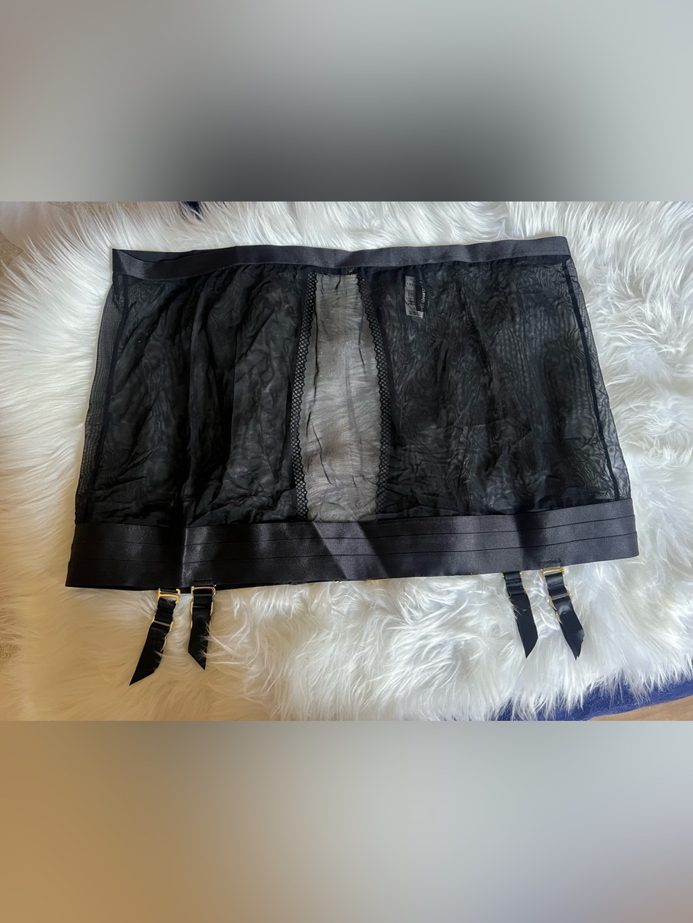 Black Sheer Garter Belt Waist Cincher - Women Intimates